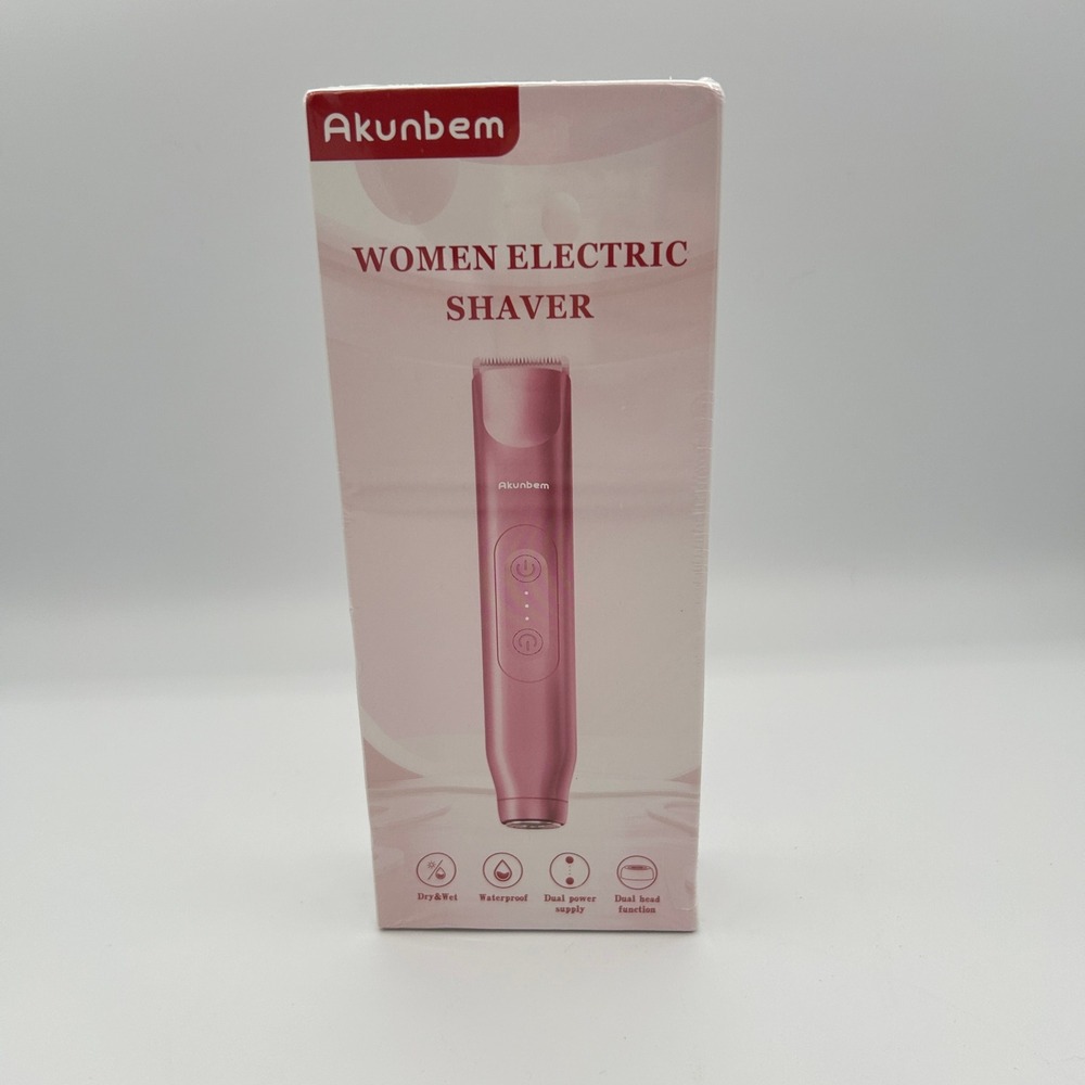 Akunbem Women Electric Shaver 2-in-1 Waterproof USB Rechargeable Pink New